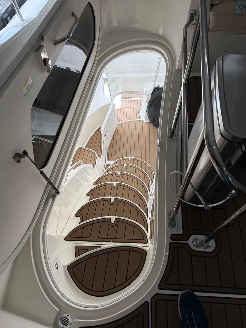 Slide: The Image of Interior view of 2012 Meridian 441 Sedan yacht, featuring staircase. - 16
