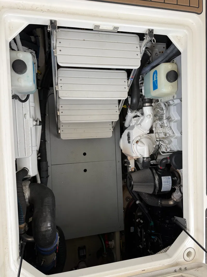 Slide: The Image of Engine compartment of a 2012 Meridian 441 Sedan boat. - 17