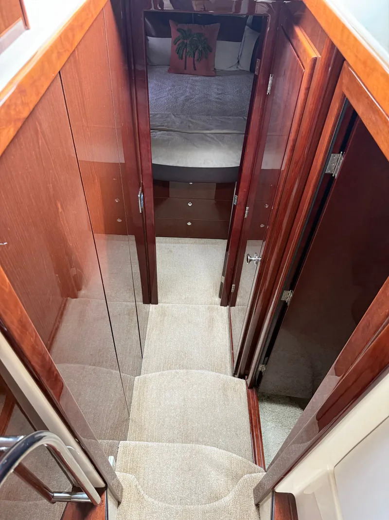 Slide: The Image of Interior of Meridian 441 Sedan yacht, staircase leading to cabin. - 40