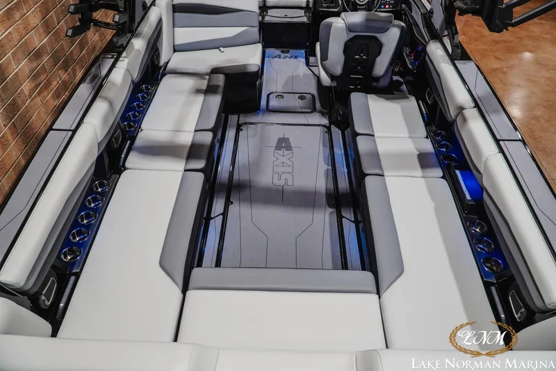 Slide: The Image of 2026 Axis A245 boat interior with spacious seating and modern design at Lake Norman Marina. - 11