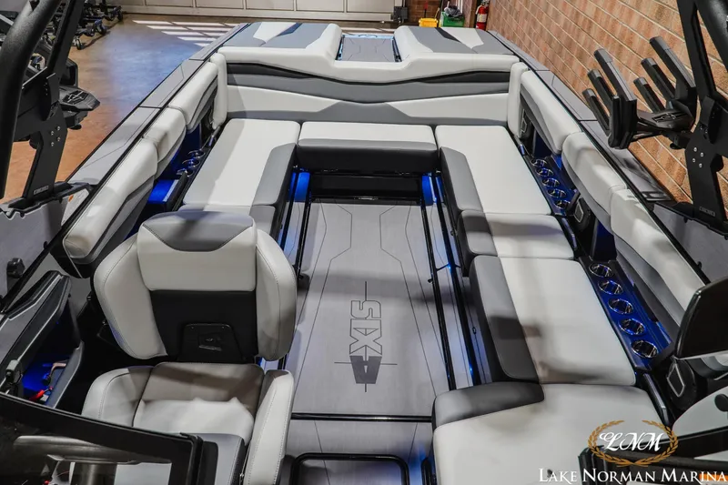 Slide: The Image of 2026 Axis A245 boat interior with sleek seating and modern design at Lake Norman Marina. - 20
