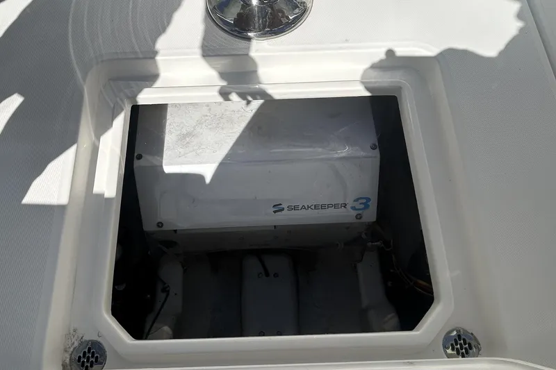 Slide: The Image of Seakeeper 3 gyrostabilizer installed in 2018 Albemarle 29 Express boat compartment. - 15
