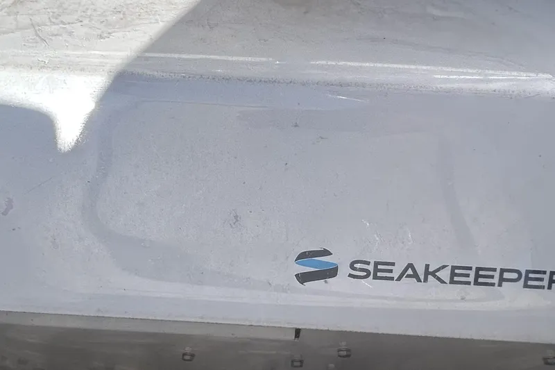 Slide: The Image of 2018 Albemarle 29 Express boat featuring Seakeeper stabilization system logo. - 16