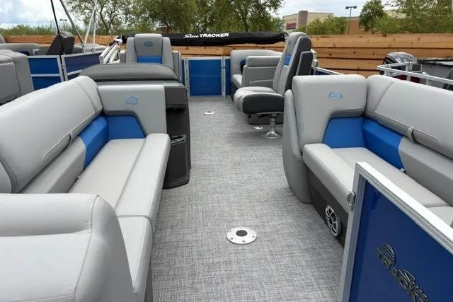 Slide: The Image of 2026 Sun Tracker Party Barge 22 DLX with spacious seating and modern design. - 1