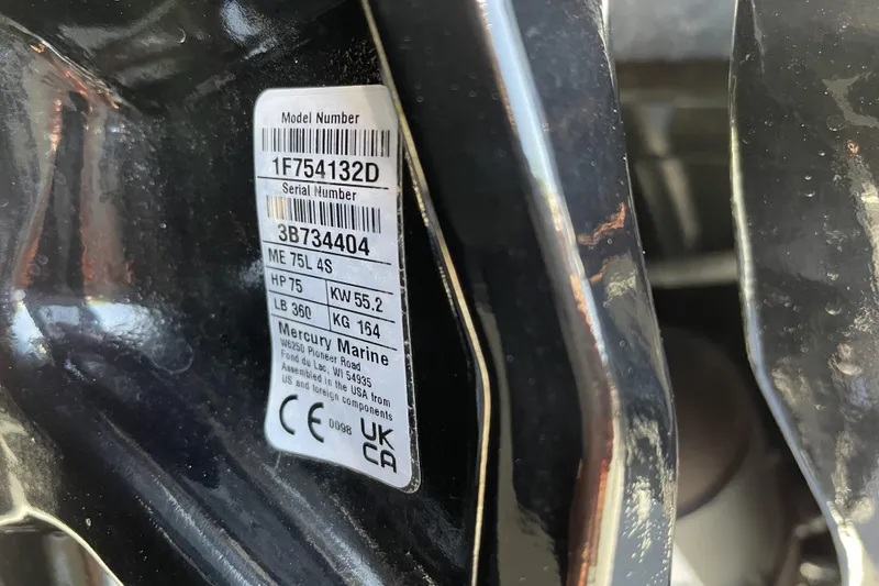 Slide: The Image of Label on 2026 Tracker Pro Team 175 boat, showing model and serial numbers. - 75