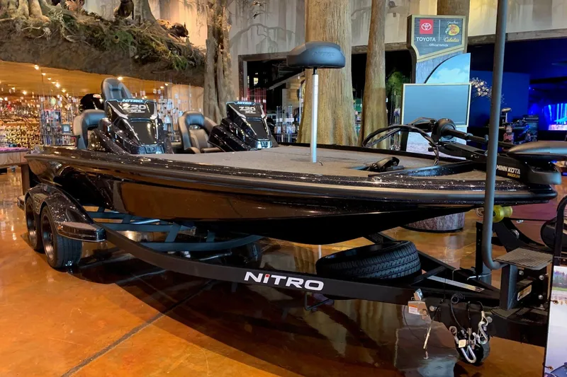 The Image of 2026 Nitro Z20 XL bass boat displayed indoors, featuring sleek design and advanced fishing technology. - 0