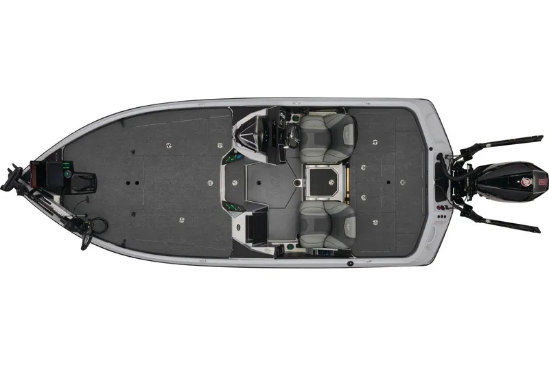 Slide: The Image of 2026 Ranger Z520 boat with spacious deck and modern controls, parked on a scenic road. - 7