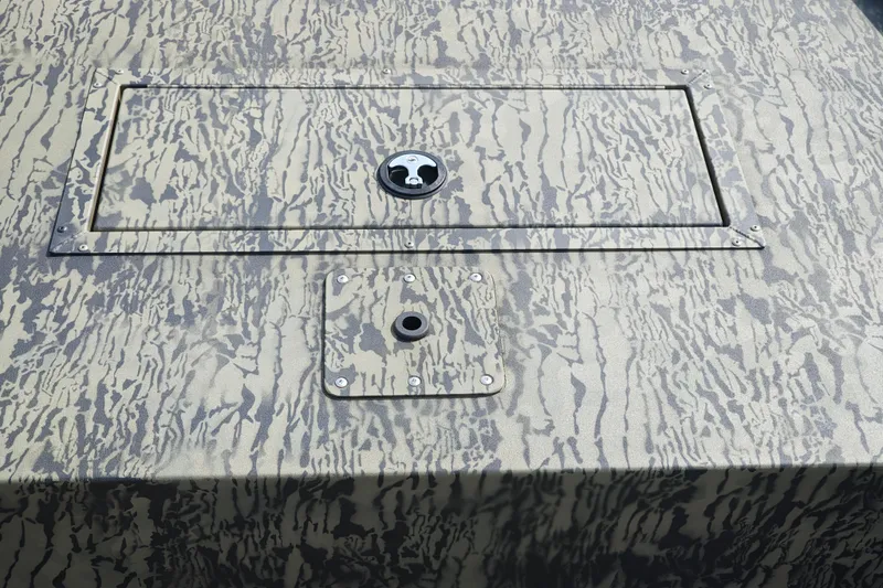 Slide: The Image of Camouflage-patterned deck of 2026 Tracker Grizzly 1648 Utility boat. - 10