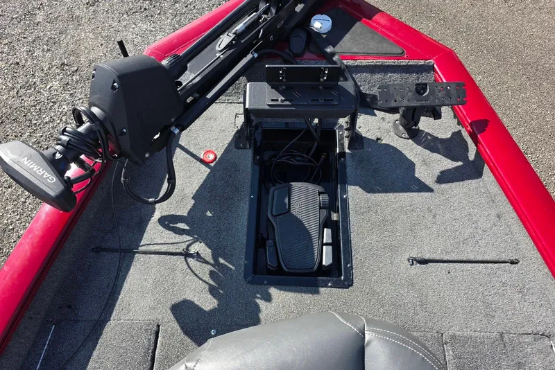 Slide: The Image of 2019 Tracker Pro Team 190 TX Tournament Edition boat deck with Garmin equipment. - 11