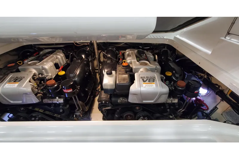 Slide: The Image of 2013 Formula 310 Bowrider engine compartment with dual V8 engines. - 32