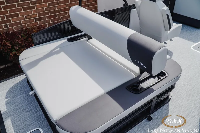 Slide: The Image of 2026 Bennington 22SSB boat interior with sleek seating and modern design at Lake Norman Marina. - 6
