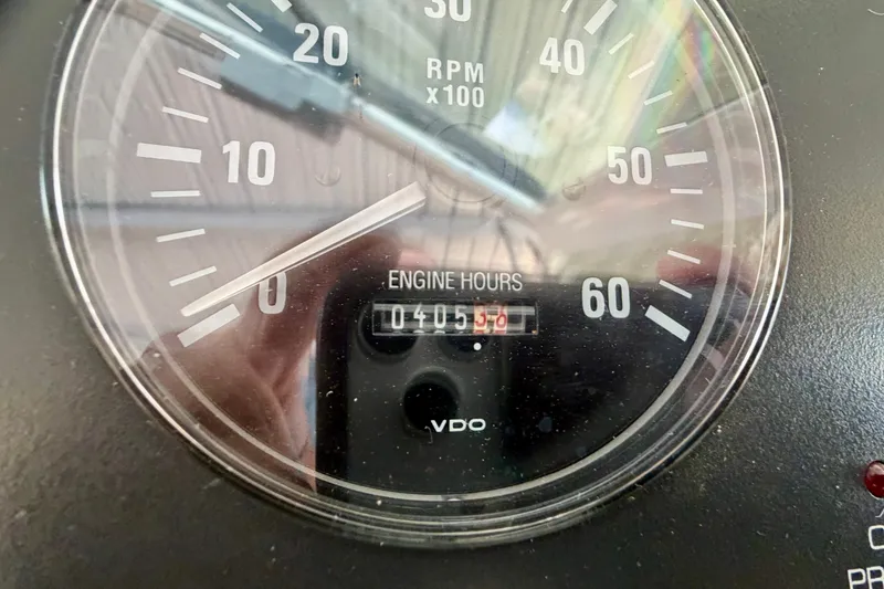 Slide: The Image of Close-up of Tiara Yachts 2900 Coronet tachometer showing 405 engine hours. - 19