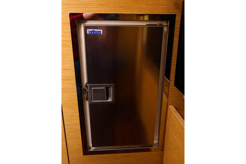 Slide: The Image of Stainless steel refrigerator door on 2019 Hanse 418 yacht interior. - 33