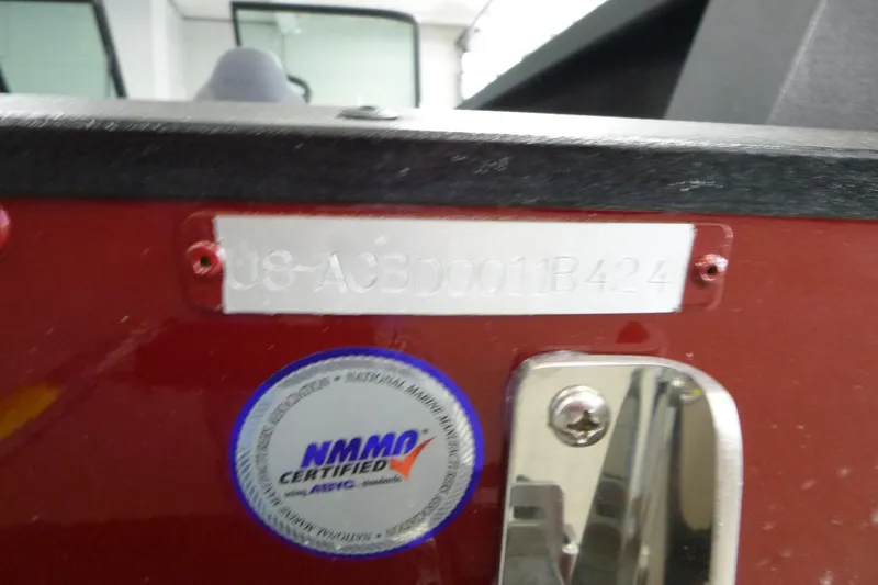 Slide: The Image of 2024 Alumacraft Competitor FSX 175 boat with NMMA certification label and serial number plate. - 17