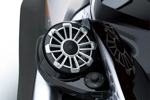 Slide: The Image of 2026 Kawasaki Jet Ski STX speaker system, featuring sleek design and advanced audio controls. - 11