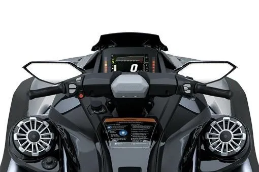 Slide: The Image of 2026 Kawasaki Jet Ski STX dashboard with digital display and sleek controls. - 12