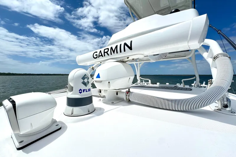 Slide: The Image of 2023 Everglades 395 Center Console with Garmin and FLIR equipment on deck. - 42