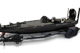 The Image of 2026 Blazer 650 NAP boat on trailer, sleek design, dual seats, black finish. - 1