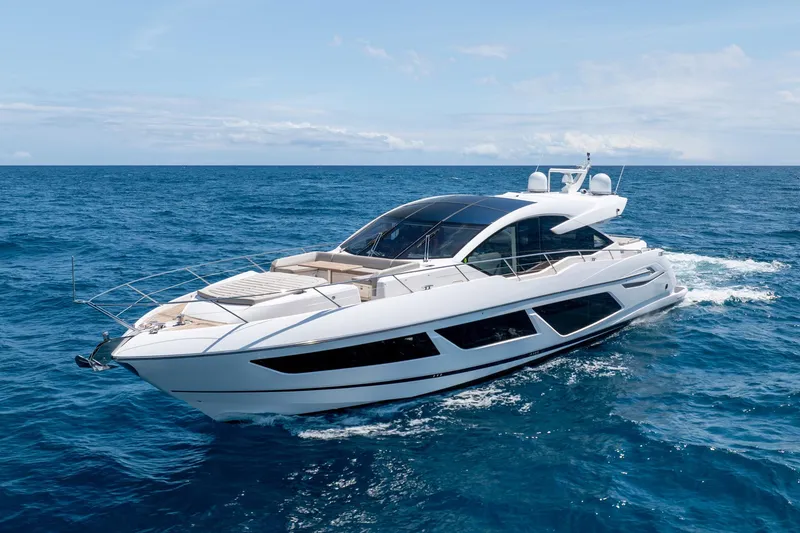 Slide: The Image of Luxury Sunseeker Predator 74 XPS yacht cruising on open sea, 2020 model. - 0