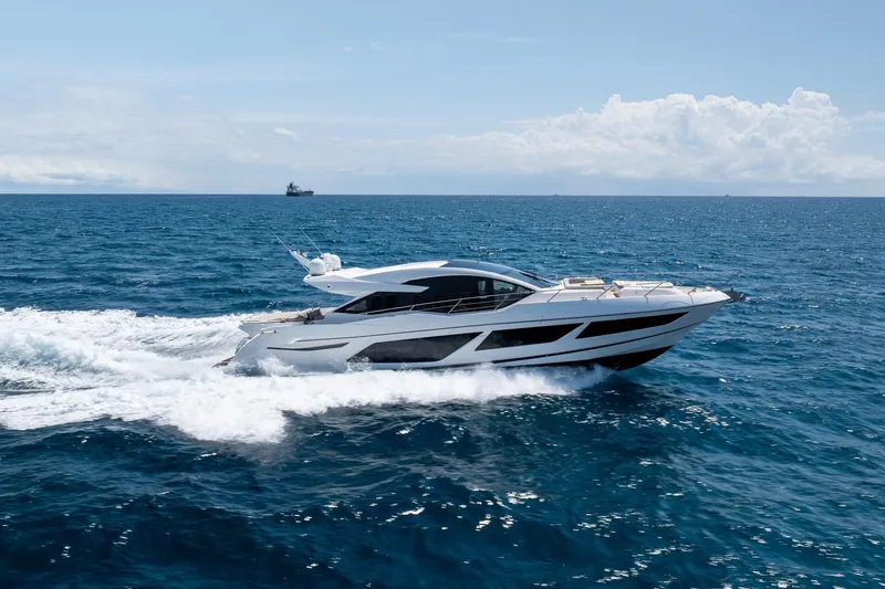 Slide: The Image of Luxury Sunseeker Predator 74 XPS yacht cruising on open sea, 2020 model. - 117