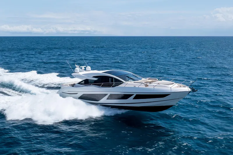 Slide: The Image of 2020 Sunseeker Predator 74 XPS yacht cruising on open sea. - 119