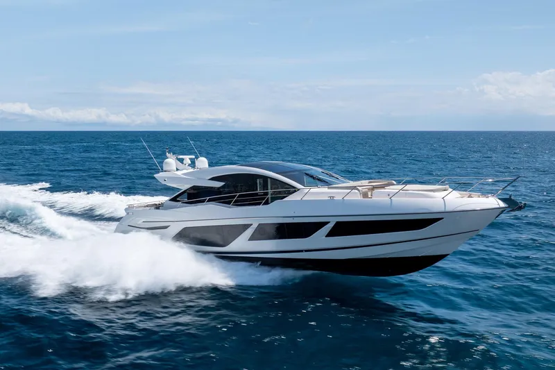 Slide: The Image of 2020 Sunseeker Predator 74 XPS yacht cruising on open sea. - 120