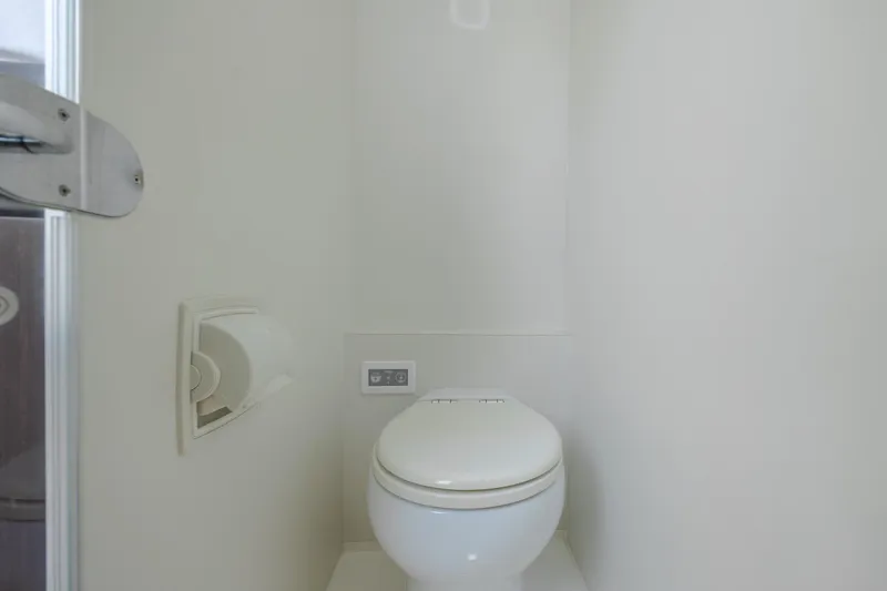 Slide: The Image of Luxury yacht bathroom with modern toilet, Sunseeker Predator 74 XPS, 2020 model. - 18