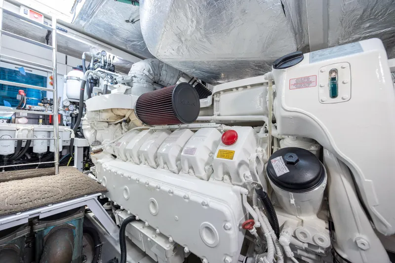 Slide: The Image of Engine room of 2020 Sunseeker Predator 74 XPS yacht, showcasing advanced machinery. - 25