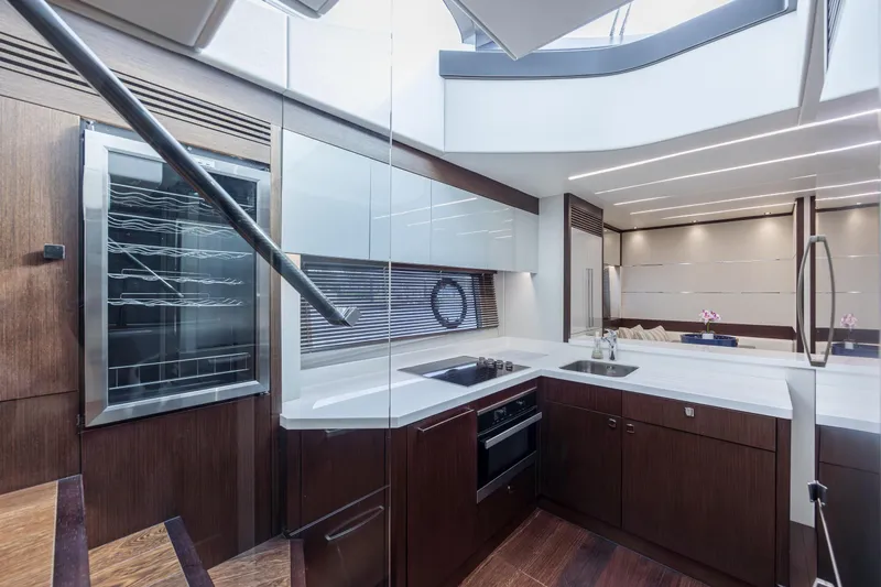 Slide: The Image of Luxurious kitchen interior of 2020 Sunseeker Predator 74 XPS yacht with modern design. - 33