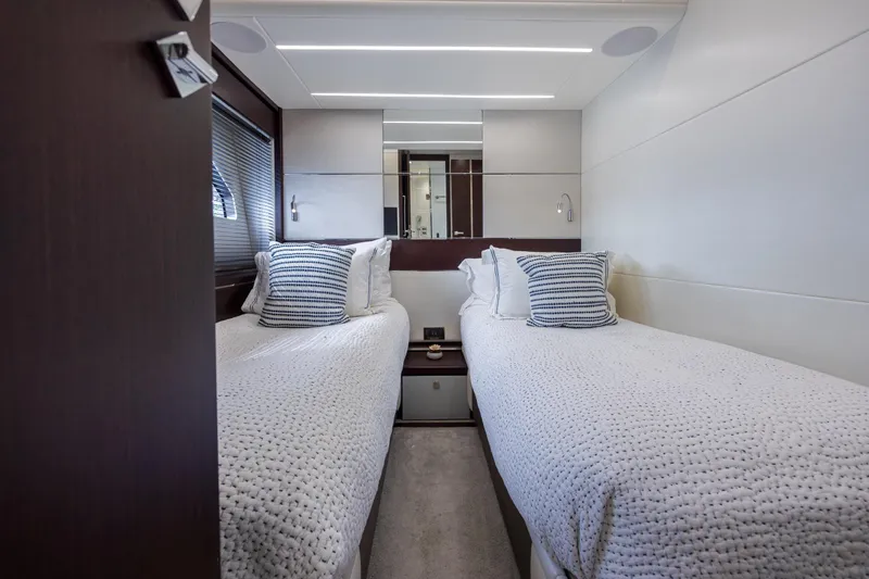 Slide: The Image of Luxurious twin cabin interior of 2020 Sunseeker Predator 74 XPS yacht. - 41