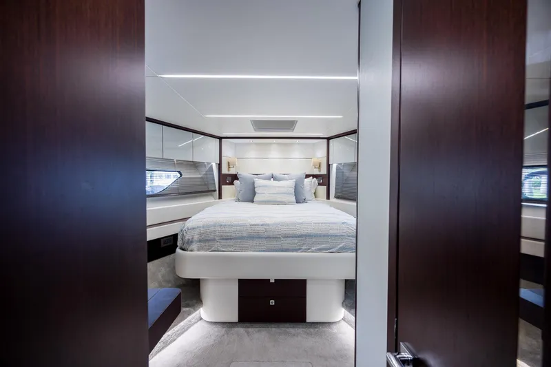 Slide: The Image of Luxurious bedroom interior of 2020 Sunseeker Predator 74 XPS yacht. - 45