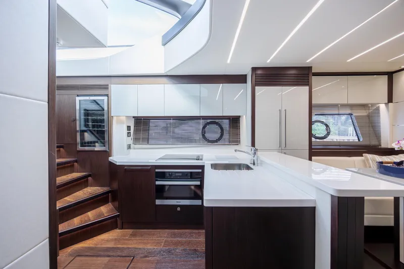 Slide: The Image of Luxurious interior of 2020 Sunseeker Predator 74 XPS yacht kitchen with modern design. - 7