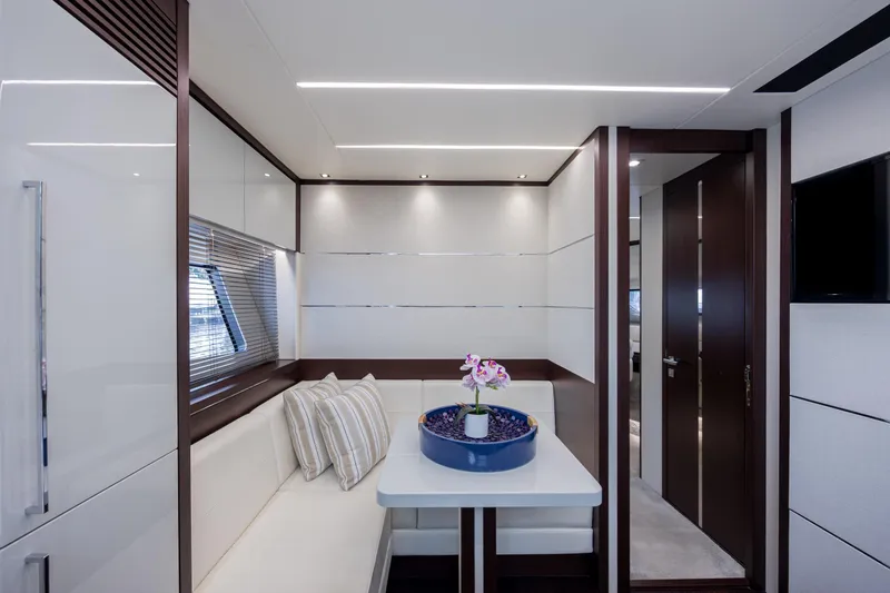 Slide: The Image of Luxurious interior of 2020 Sunseeker Predator 74 XPS yacht with modern seating and decor. - 8