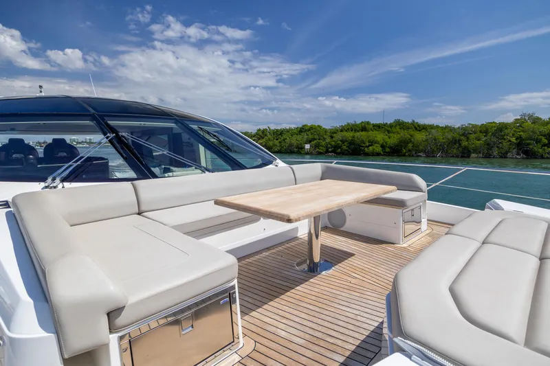 Slide: The Image of Luxurious Sunseeker Predator 74 XPS yacht deck with seating and table, 2020 model. - 94