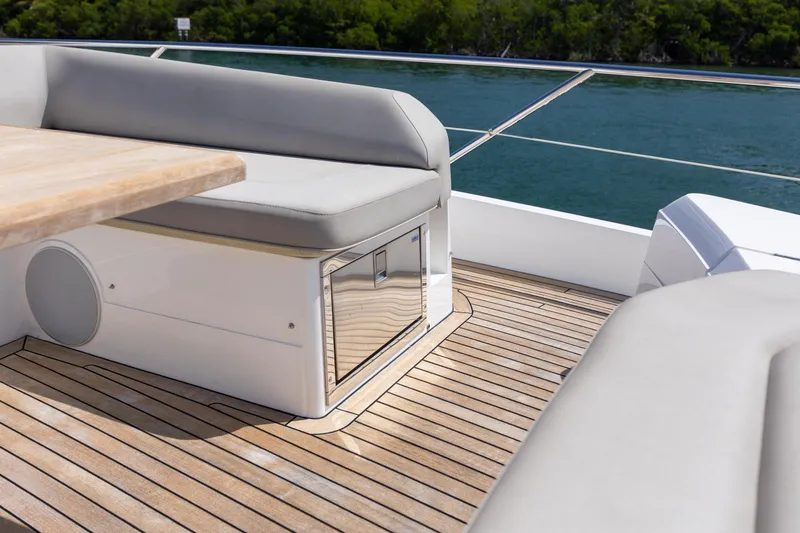Slide: The Image of Luxury seating area on 2020 Sunseeker Predator 74 XPS yacht deck. - 96