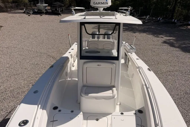 Slide: The Image of 2021 Sea Hunt Gamefish 27 boat with forward seating and Garmin equipment. - 6