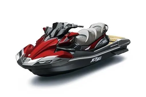 Slide: The Image of 2026 Kawasaki Jetski Ultra 310LX in red and black, showcasing sleek design and advanced features. - 6