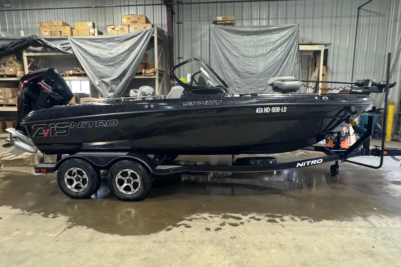 The Image of 2021 Nitro ZV19 Sport boat in a warehouse setting. - 0