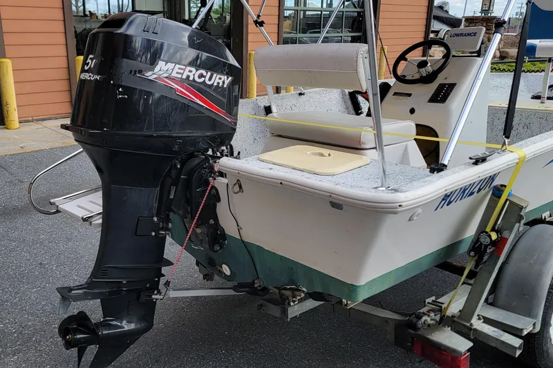 Slide: The Image of 2021 HORIZEN CS 170 CC boat with Mercury outboard motor on a trailer. - 5