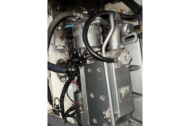 Slide: The Image of Engine components of a 1987 Kadey-Krogen Manatee 36 boat. - 95