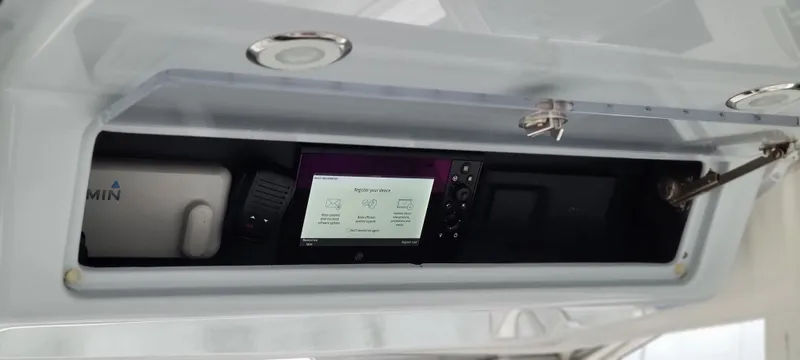 Slide: The Image of 2023 Mag Bay 33 CC boat console with Garmin electronics. - 30