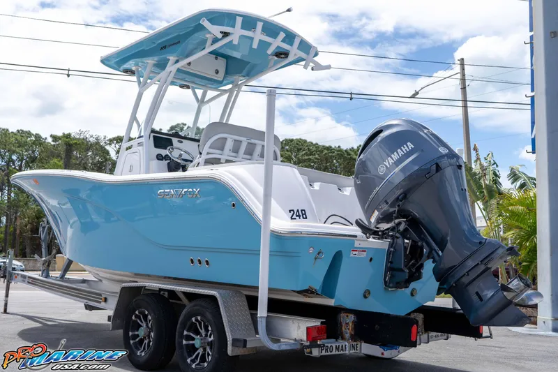 Slide: The Image of 2021 Sea Fox 228 Commander boat with Yamaha engine on trailer. - 4