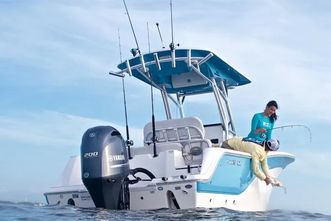 Slide: The Image of Manufacturer Provided Image: 2021 Sea Fox 228 Commander boat with Yamaha 200 engine, two people fishing. - 48
