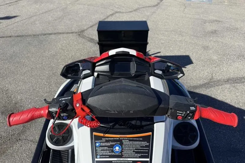 Slide: The Image of 2021 Yamaha WaveRunner VX Cruiser HO dashboard with red handlebars and control panel. - 5
