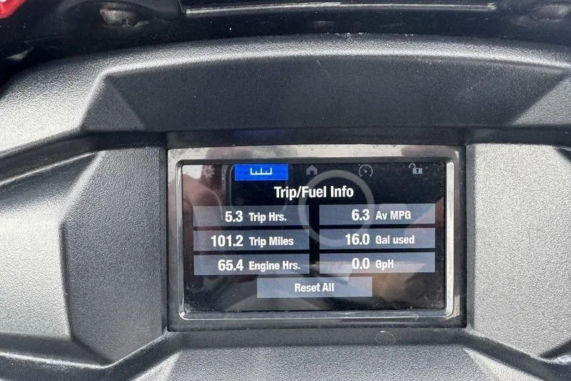Slide: The Image of Dashboard of 2021 Yamaha WaveRunner VX Cruiser HO showing trip and fuel information. - 8