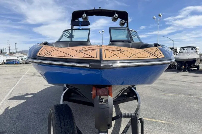 Slide: The Image of 2022 MB B523 23 Alpha boat on trailer, front view. - 11