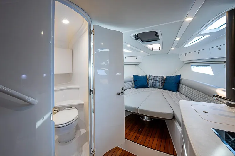 Slide: The Image of Luxurious interior of 2024 Intrepid 41 Valor yacht with modern amenities and elegant design. - 38