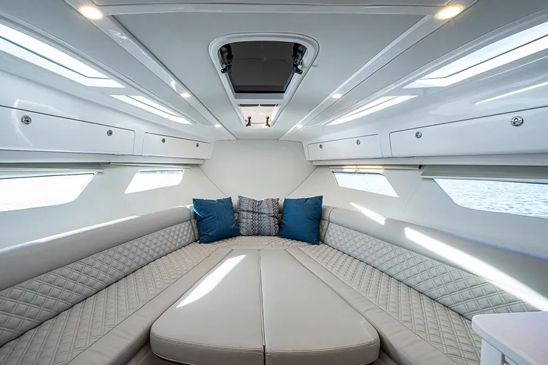 Slide: The Image of Luxurious interior of 2024 Intrepid 41 Valor yacht with elegant seating and modern design. - 40