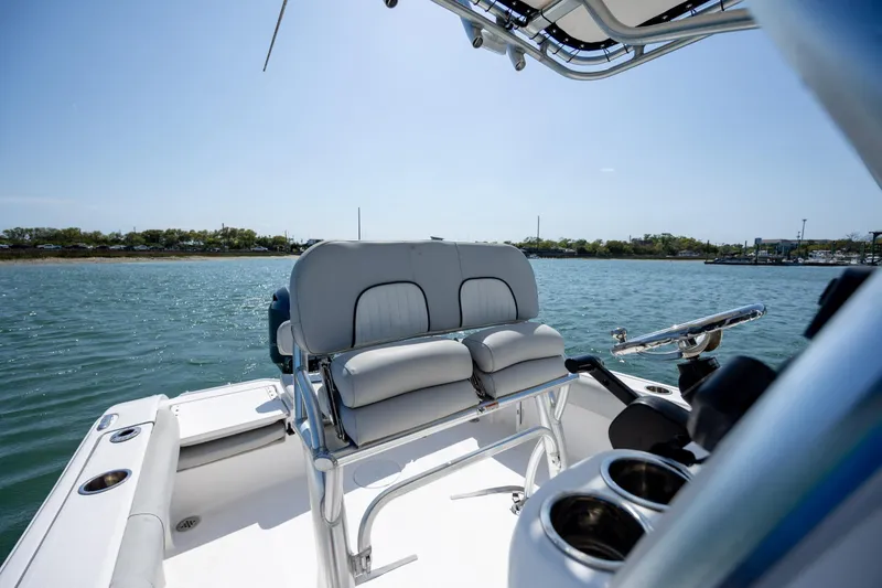 Slide: The Image of 2020 Sea Fox 206 Commander boat interior with seating and ocean view. - 12
