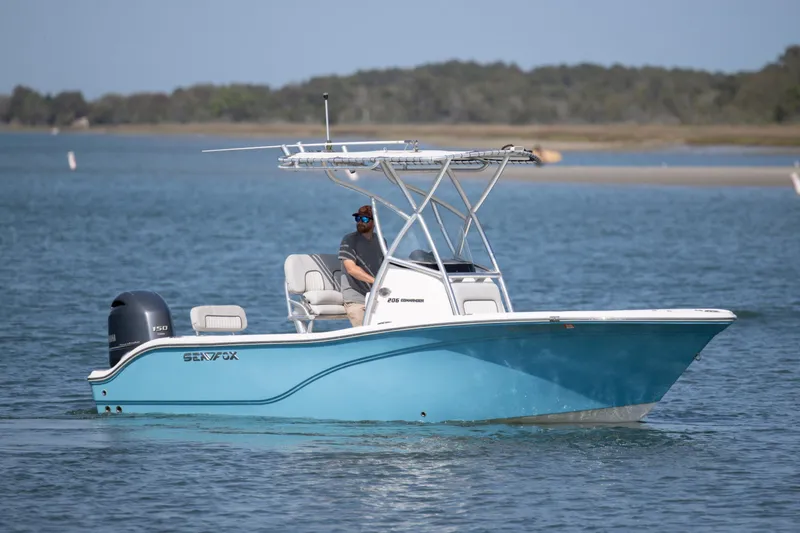 Slide: The Image of 2020 Sea Fox 206 Commander boat cruising on calm waters. - 2
